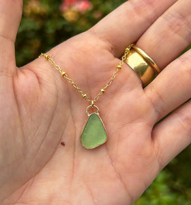 #4 lime sea glass necklace