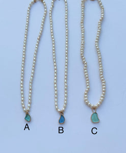 pearl + sea glass necklace