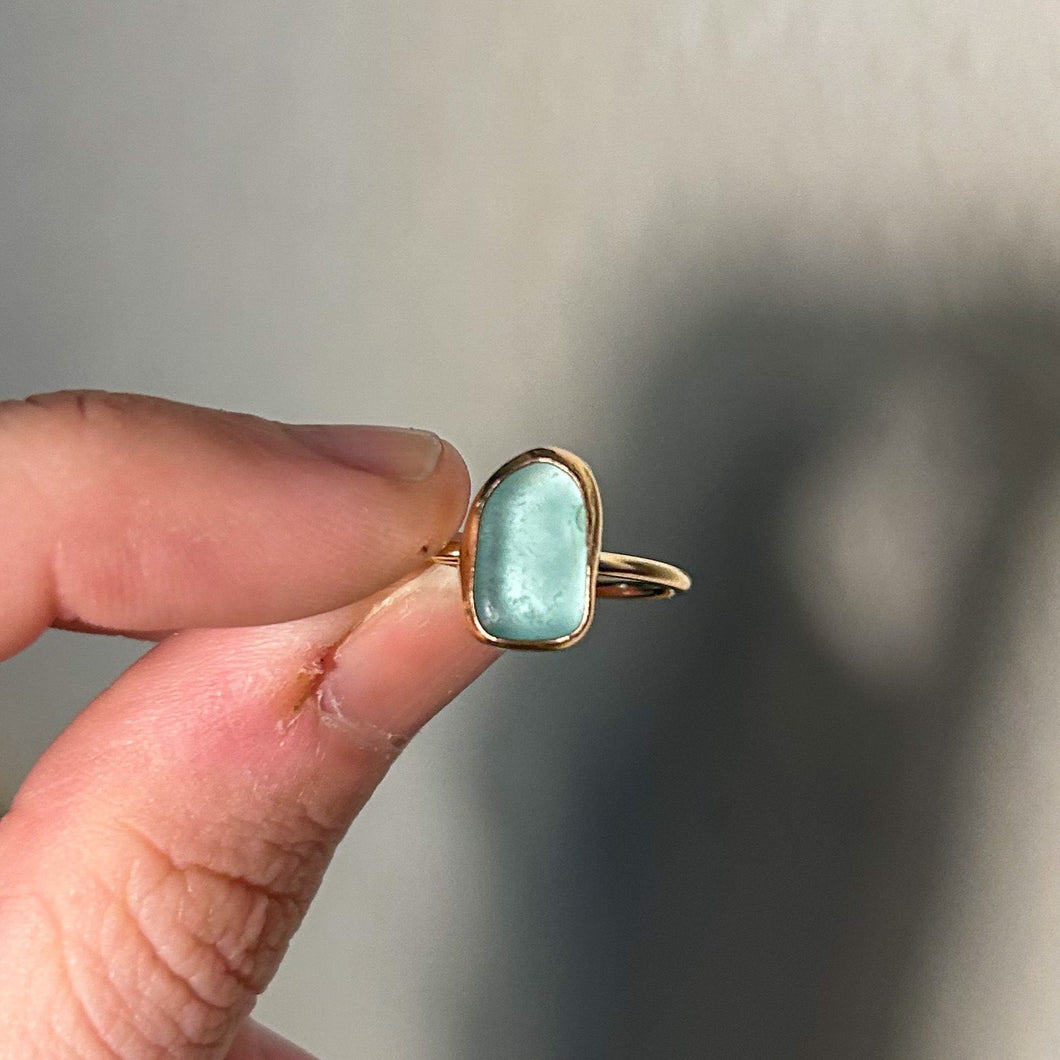 size 7 turquoise sea glass ring
