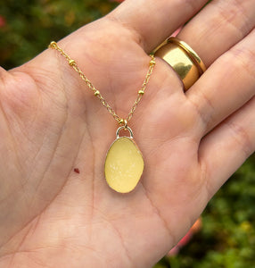 yellow sea glass necklace