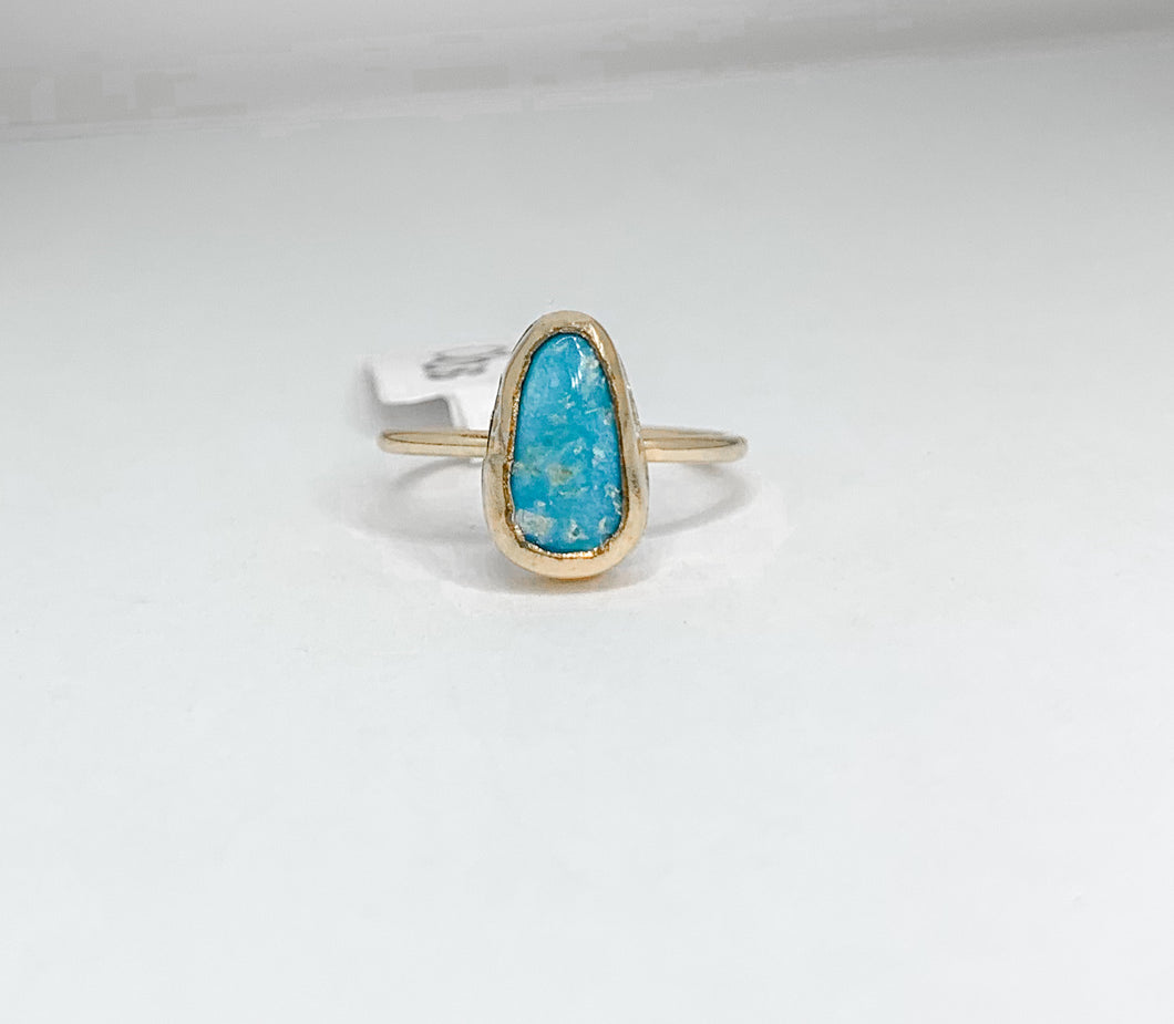 gold turquoise ring, size 5