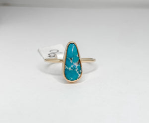 gold turquoise ring, size 7