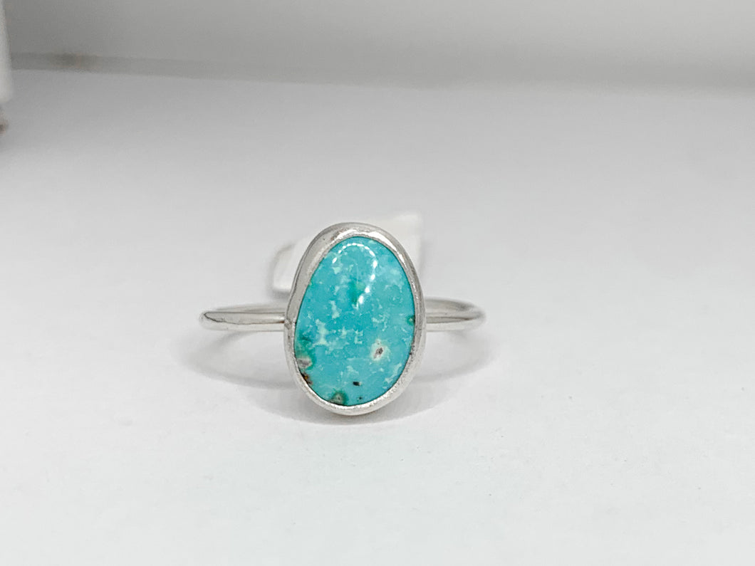 silver turquoise ring, size 7