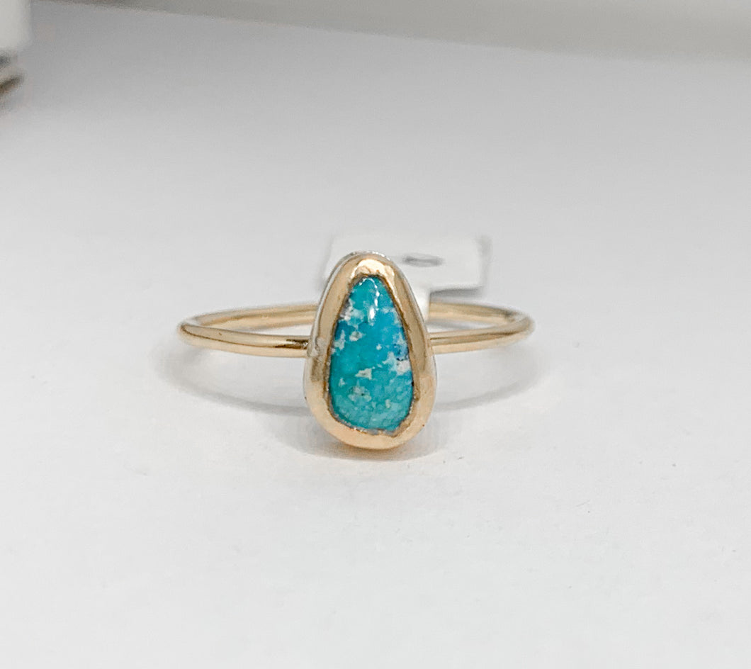 gold turquoise ring, size 9
