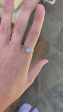Load and play video in Gallery viewer, silver periwinkle (size 7) sea glass + sun halo ring set
