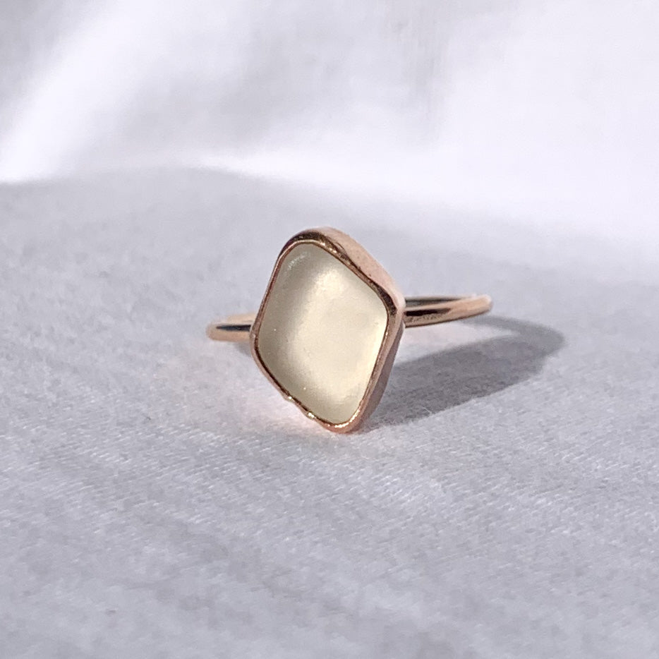 gold sea glass ring (size 6.5)