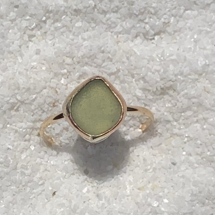 gold sea glass ring (size 9)
