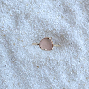 peach/pale pink sea glass ring