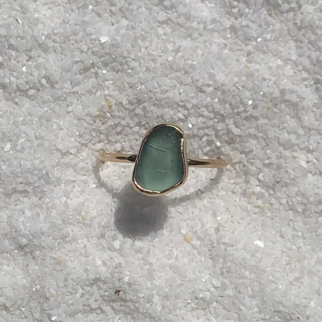 gold sea glass ring (size 8)