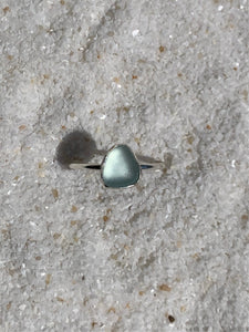 aqua sea glass ring (size 8)