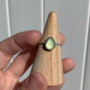 lime sea glass ring