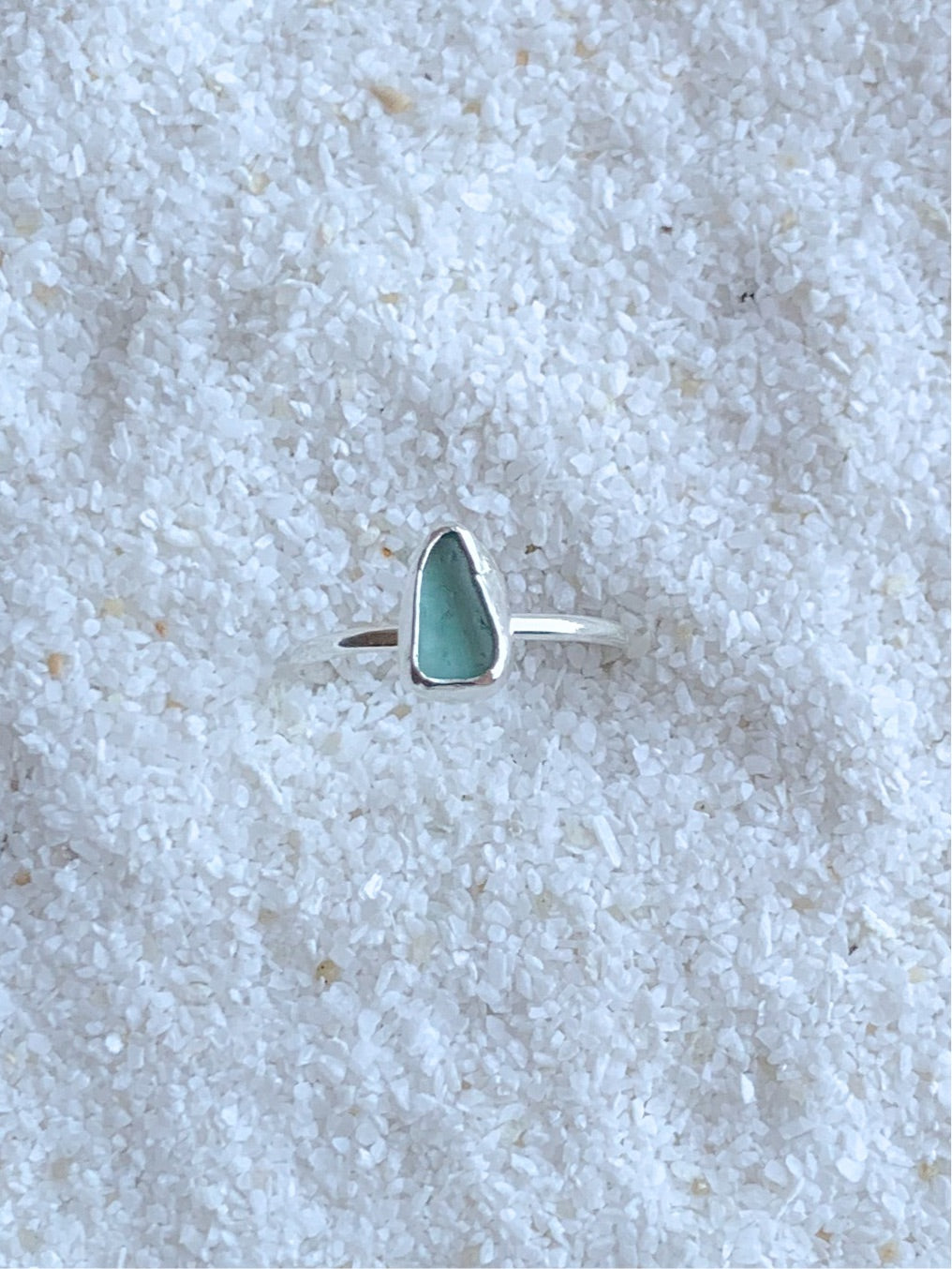 emerald sea glass ring (size 6)
