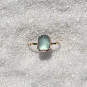 gold sea glass ring (size 8)