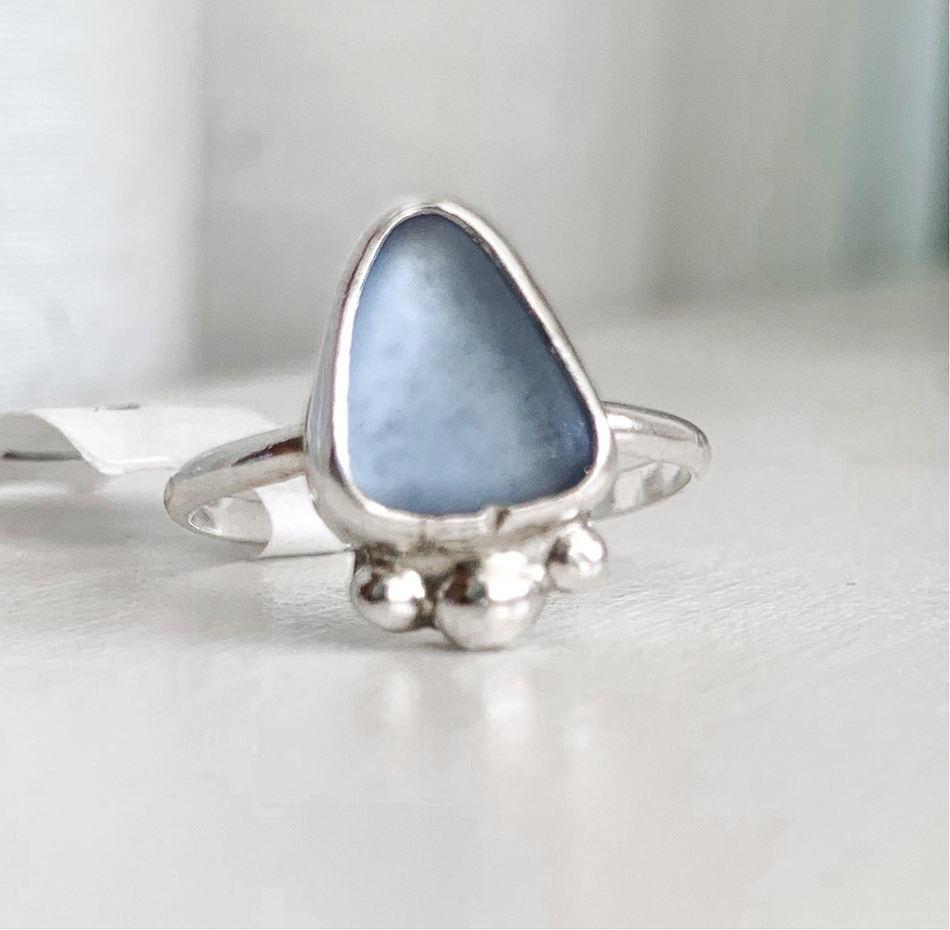 silver sea glass ring (size 6.5)