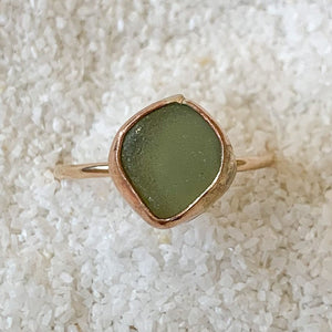 gold sea glass ring (size 9)